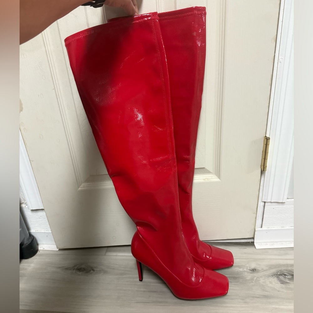 INC International Concepts Red Over the Knee Boots